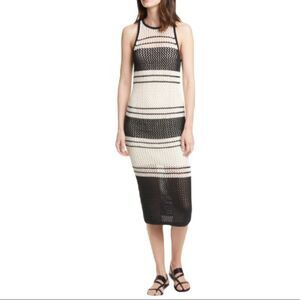 Nwt Frame Crochet Open Knit Striped Long Slim Fit Tank Dress Size XS